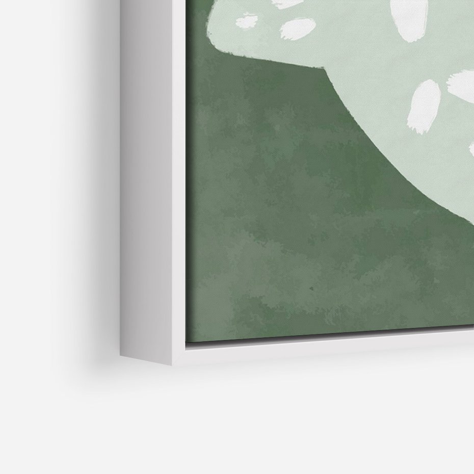 Obraz w ramie 50x70 - Migotliwe Wibracje Zieleni - zielony plakat, abstrakcja przypominająca rybę - rama biała