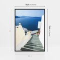 Obraz w ramie 50x70 - Malowniczy urok wyspy - Santorini, schodki - rama czarna
