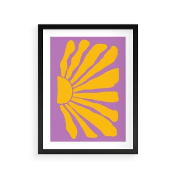 Plakat w ramie 30x40 - Podróżne Kontury - abstrakcyjny plakat, intensywne różowe tło - rama czarna