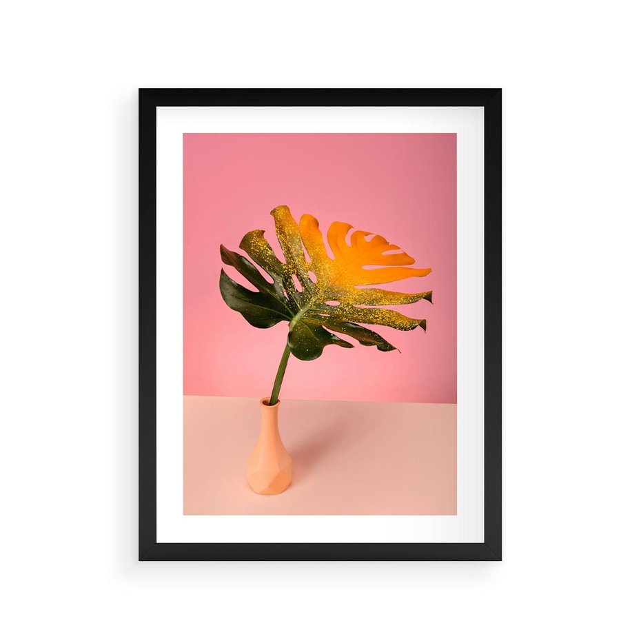 Plakat w ramie 30x40 - Egzotyczna monstera - monstera, liść - rama czarna