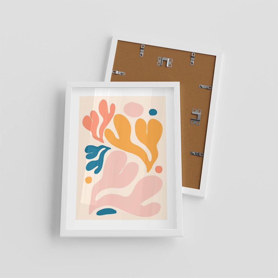 Plakat w ramie 30x40 - Granice Inspiracji - abstrakcyjne dziwne formy, nowoczesny plakat - rama biała