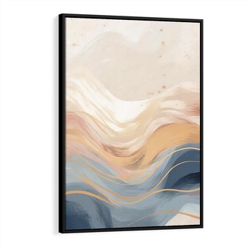 Obraz w ramie 70x100 - Ukojenie Współczesności - abstrakcyjne fale, gładkie linie - rama czarna