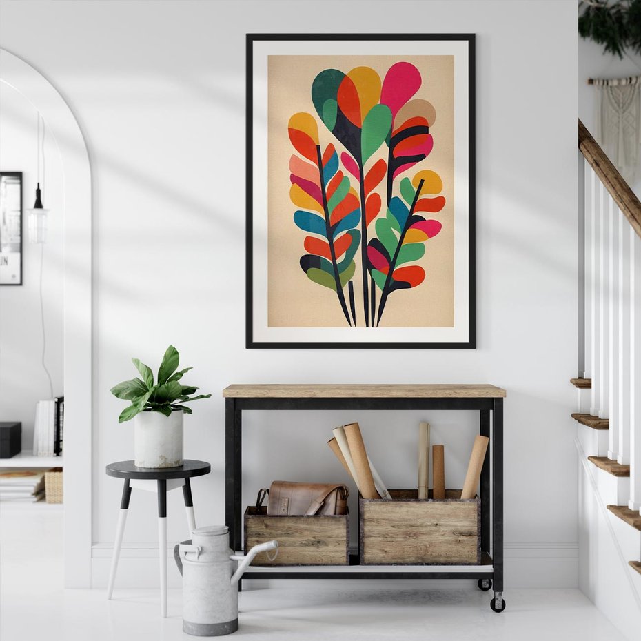 Plakat bez ramy 21x30 - Symfonia Wzrokowych Impresji - abstrakcyjny kolorowy tęczowy obraz, inspiracje roślinne