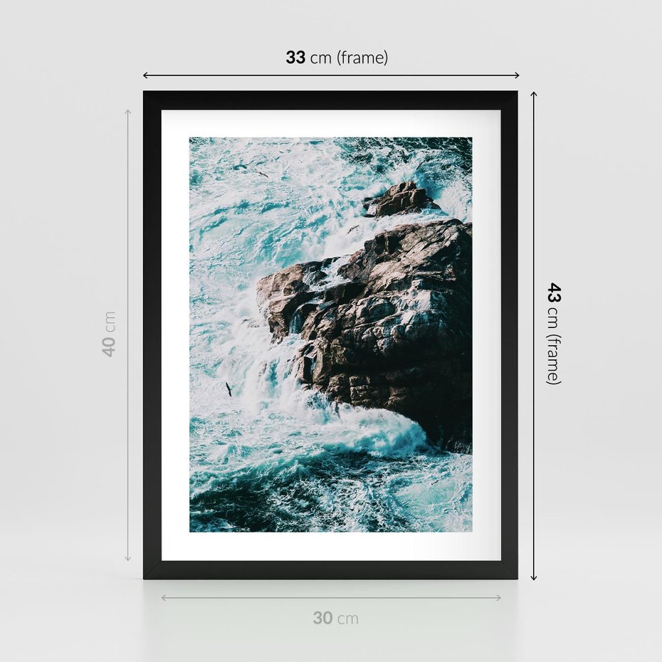 Plakat w ramie 30x40 - Siła Natury - morze, skały - rama czarna