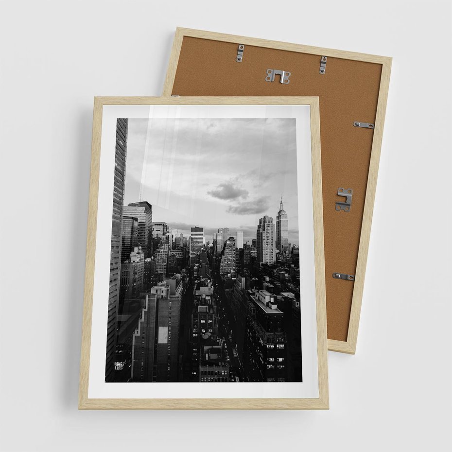 Plakat w ramie 50x70 - Wibracje Miejskiego Życia - miasto, wieżowce - rama drewno