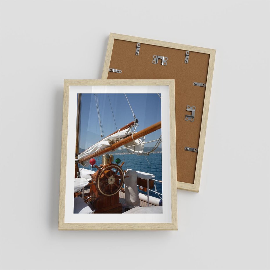 Plakat w ramie 30x40 - Podróż Morska - statek, ster - rama drewno