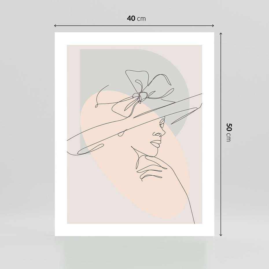 Plakat bez ramy 40x50 - Twarz Kobiety w Pastelach - minimalistyczna grafika, pastelowe tłó