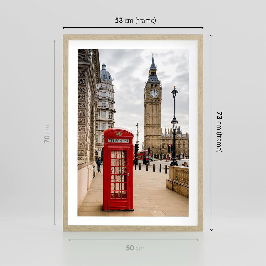 Plakat w ramie 50x70 - Symbol Big Benu - Londyn, budka - rama drewno