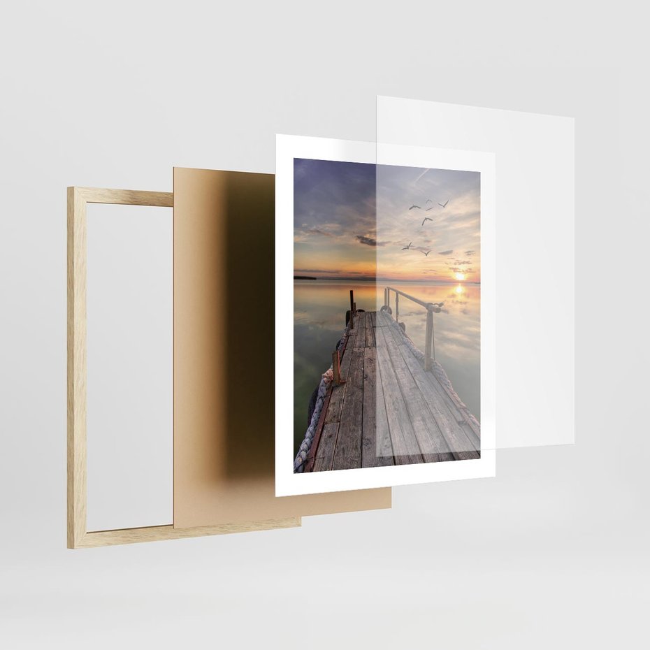 Plakat w ramie 40x50 - Zachód Słońca na Pomostcie - zachód, słońca - rama drewno
