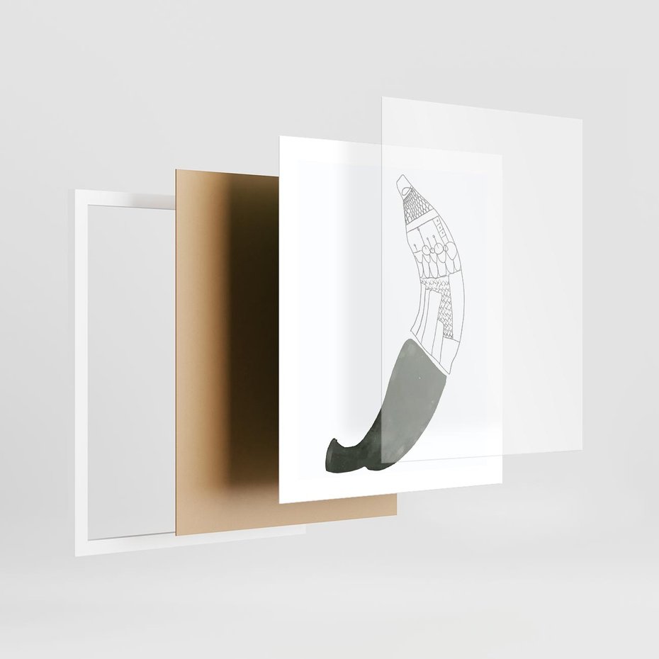 Plakat w ramie 40x50 - Rozkwitające Barwy Akwareli - minimalistyczny plakat, banan - rama biała