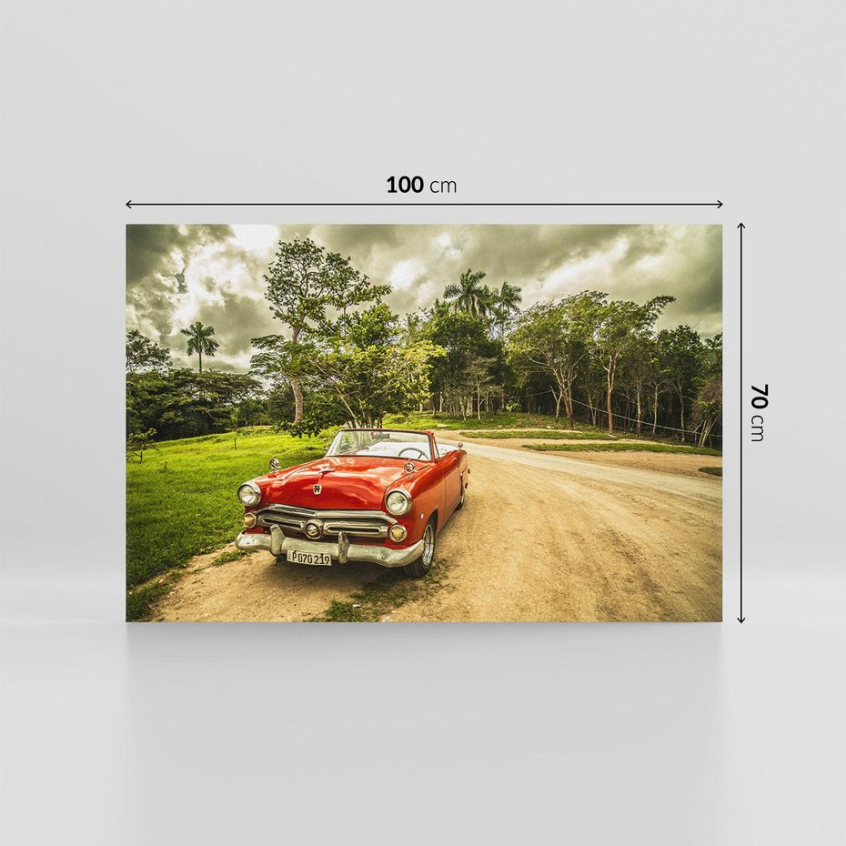 Obraz na płótnie 100x70 - Retro Samochód w Kubańskiej Opowieści - samochód, retro