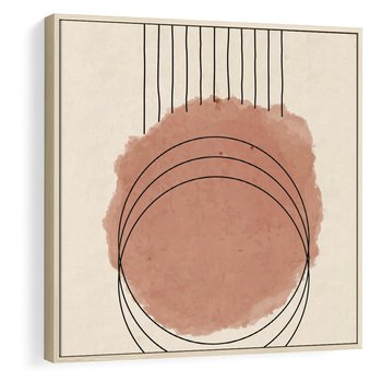 Obraz w ramie 80x80 - Migotliwe Kontury - akwarelowa plama, geometryczne szkicowane kształty - rama drewno