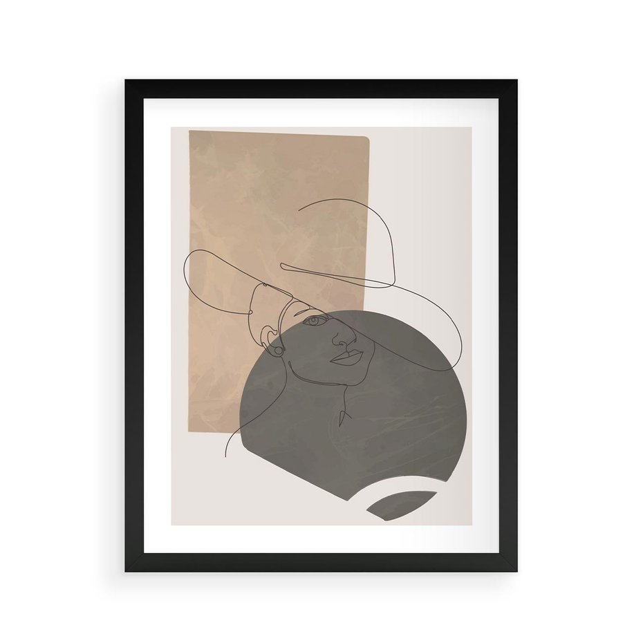 Plakat w ramie 40x50 - Geometryczna Elegancja: One Line - geometria, nowoczesna sztuka - rama czarna