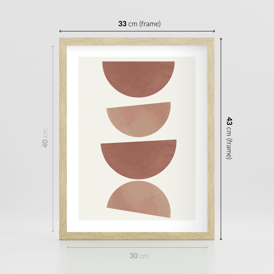 Plakat w ramie 30x40 - Abstrakcyjne Widzenia - abstrakcyjne geometryczne kształty, odcienie brązu i beżu - rama drewno