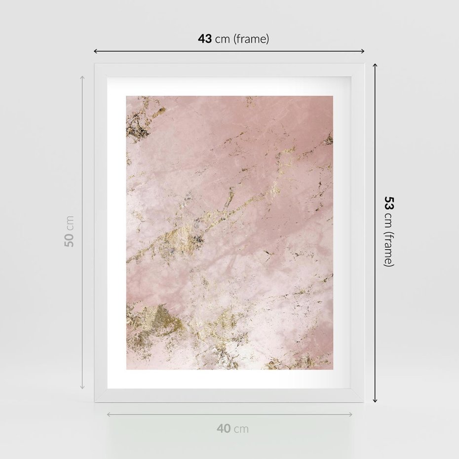 Plakat w ramie 40x50 - Piękno w Szczegółach - marmur, złoto - rama biała