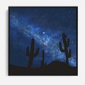 Obraz w ramie 50x50 - Nocne Tajemnice Pustyni - gwieździsta noc, granatowe niebo - rama czarna