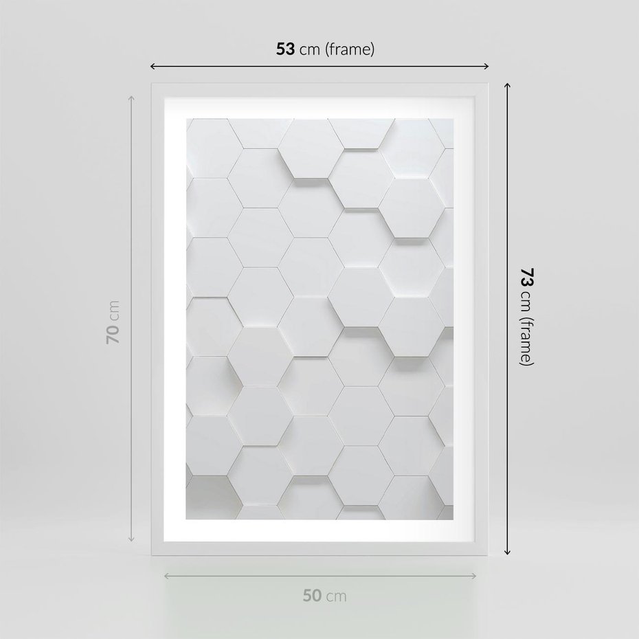 Plakat w ramie 50x70 - Intrygujący Wymiar - geometria, 3D - rama biała