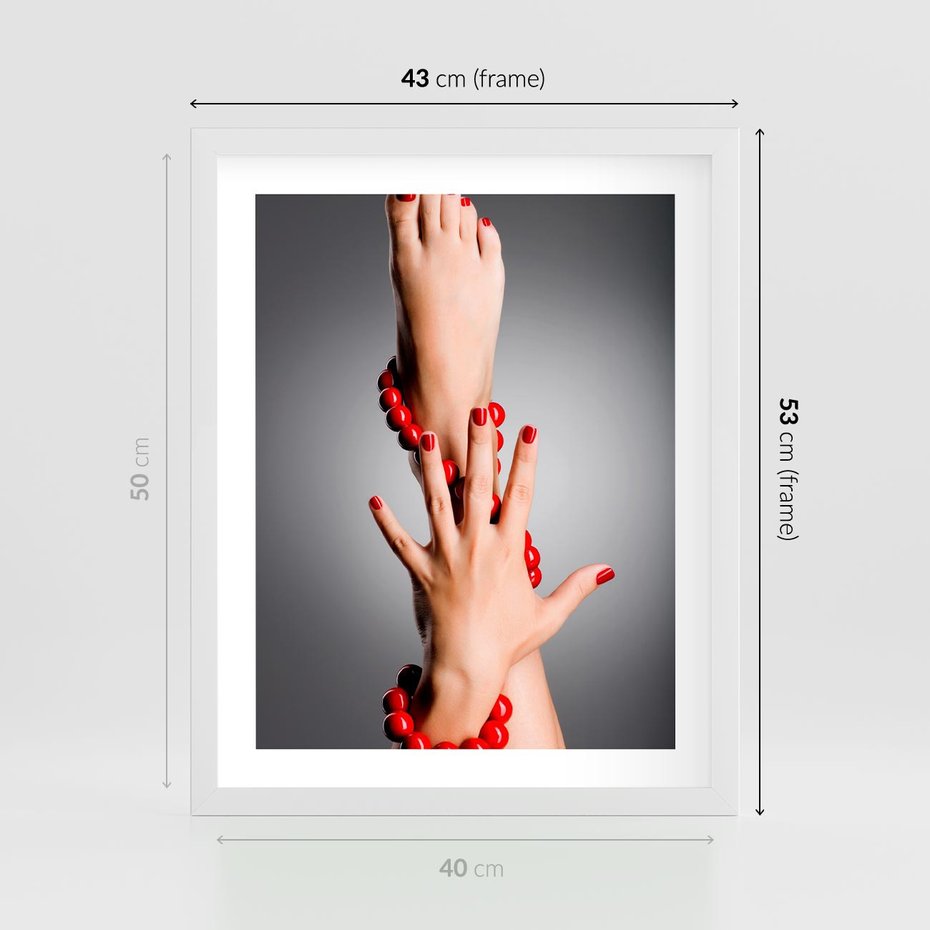 Plakat w ramie 40x50 - Manicure i Pedicure - Piękno Paznokci - manicure, pedicure - rama biała