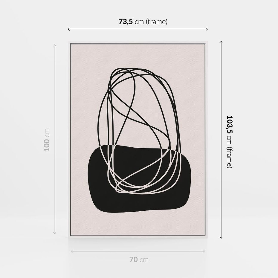 Obraz w ramie 70x100 - Linie Eksploracji - abstrakcyjne szkicowane linie, minimalizm - rama biała