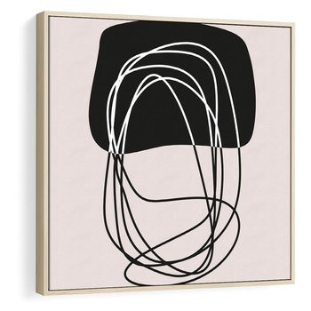 Obraz w ramie 50x50 - Strukturalne Kontrasty - abstrakcyjne szkicowane linie, minimalizm - rama drewno