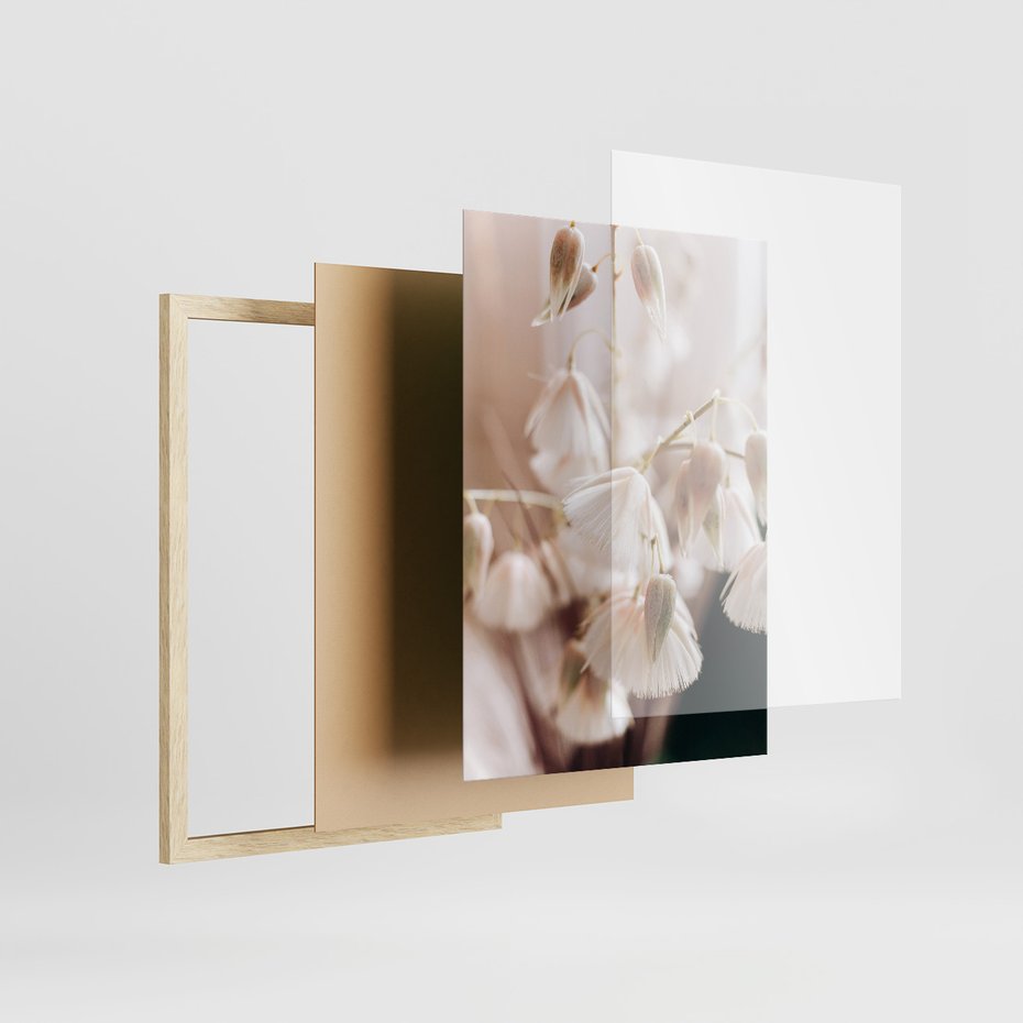 Zestaw obrazy w ramie 30x40 galeria - Suche, trawy, boho, kwiaty - rama drewno