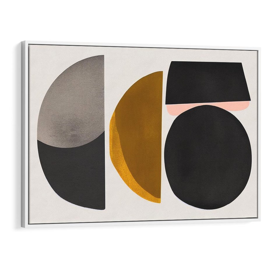 Obraz w ramie 120x80 - Tajemnice sztuki odkryte - geometryczne półkola, kształty - rama biała