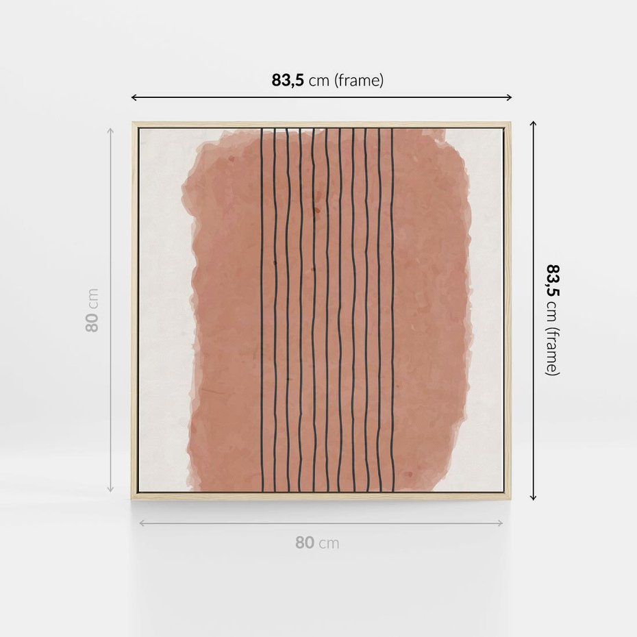 Obraz w ramie 80x80 - Rozmyte Widzenia - abstrakcyjna akwarelowa plama, nieregularne kreski - rama drewno