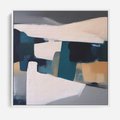 Obraz w ramie 80x80 - Turkusowe Maźnięcia - obraz, abstrakcja - rama biała