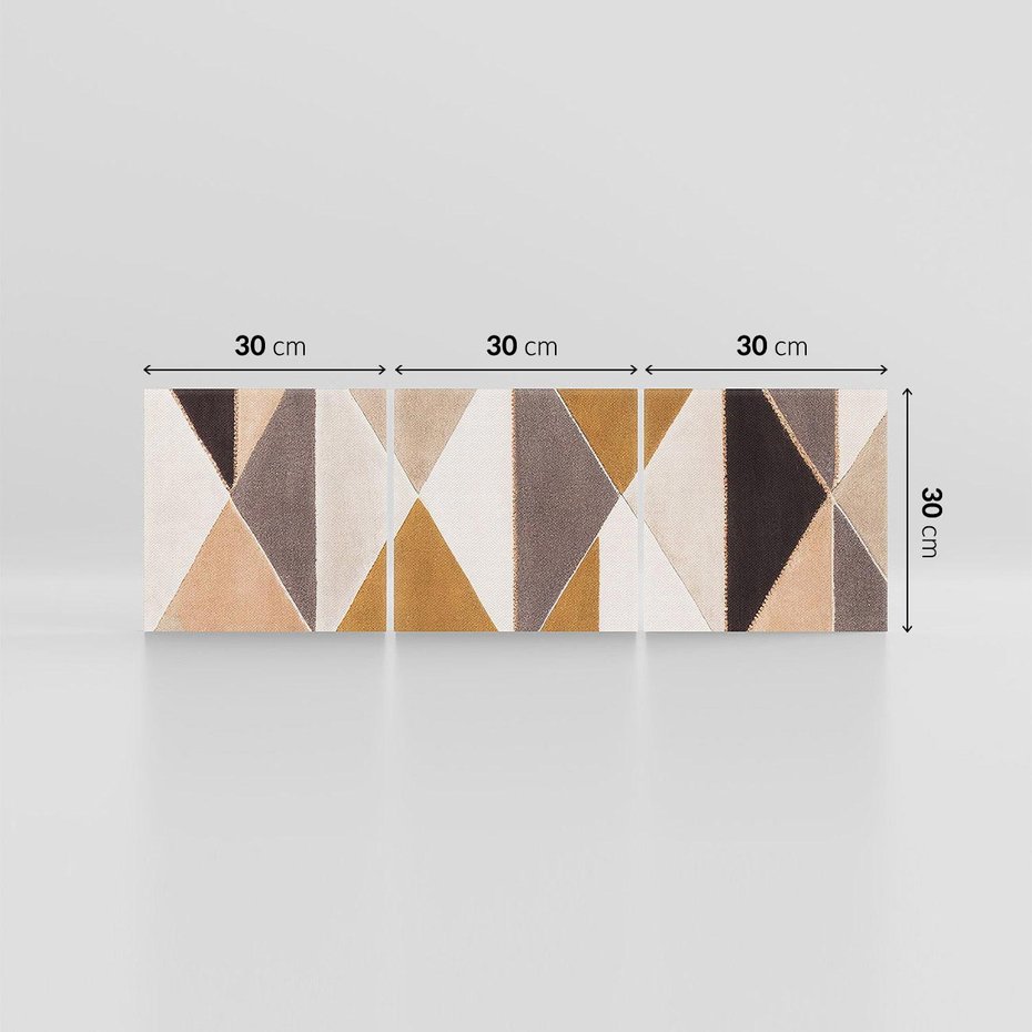 Obraz na płótnie 90x30 - Odblaski niespełnionych marzeń - kompozycja z trójkątów, mix kolorów ziemi