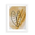 Plakat w ramie 50x70 - Monstera w Złocie - złote liście monstery, grafika - rama biała