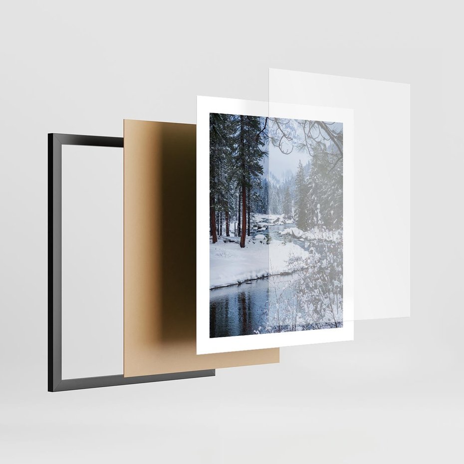 Plakat w ramie 40x50 - Śnieżne cuda - zima, las - rama czarna