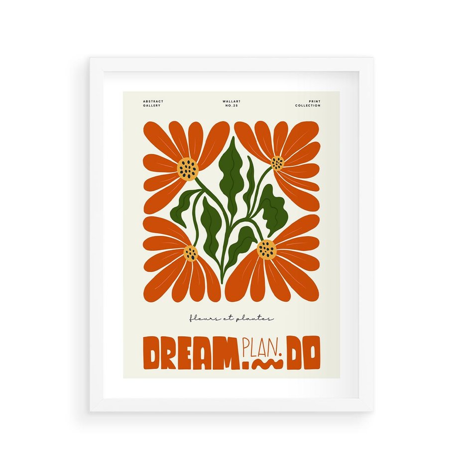 Plakat w ramie 40x50 - Księga Abstrakcji - sztuka nowoczesna, kolorowe kwiaty - rama biała