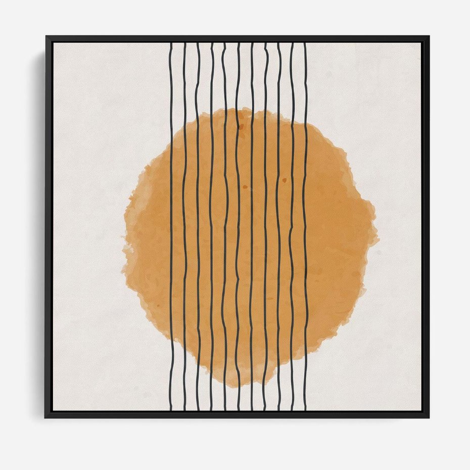 Obraz w ramie 50x50 - Taniec Emocji - abstrakcyjne akwarelowe plamy, nieregularne kreski - rama czarna