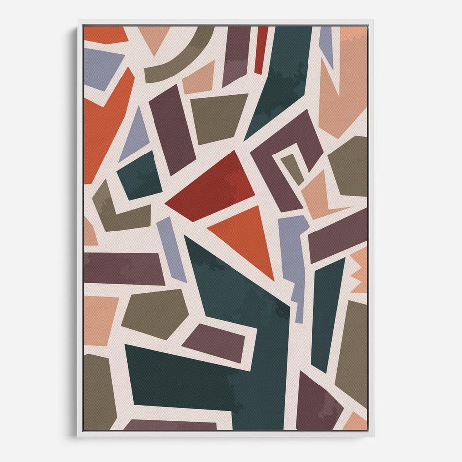 Obraz w ramie 50x70 - Modernistyczna Transcendencja - geometryczne kształty, mozaika - rama biała