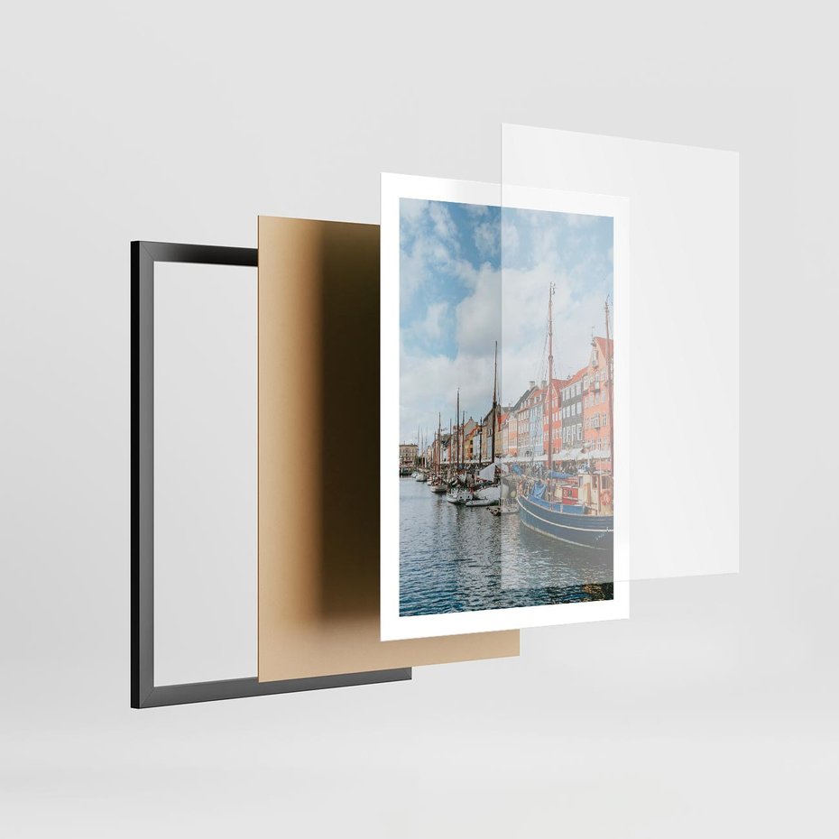 Plakat w ramie 50x70 - Wibracje Miejskiego Klimatu - Dania, Kopehaga - rama czarna