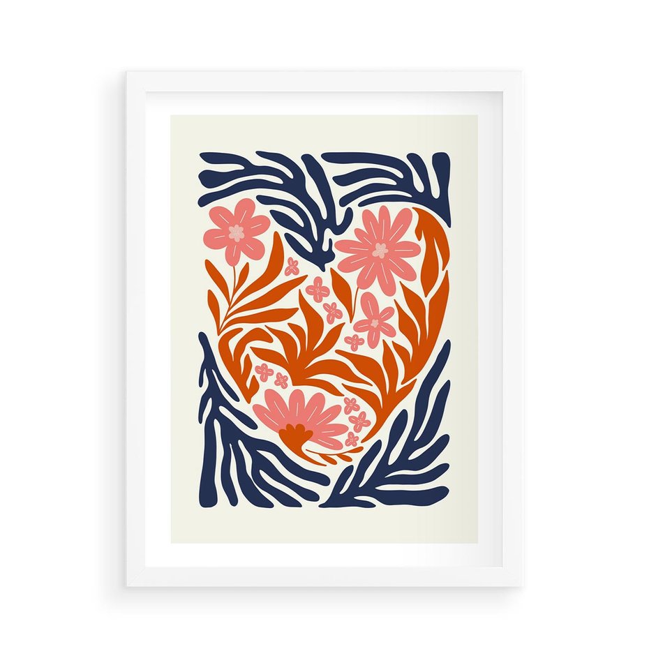 Plakat w ramie 50x70 - Kwiatami Splecione - kwiaty, nowoczesny plakat - rama biała