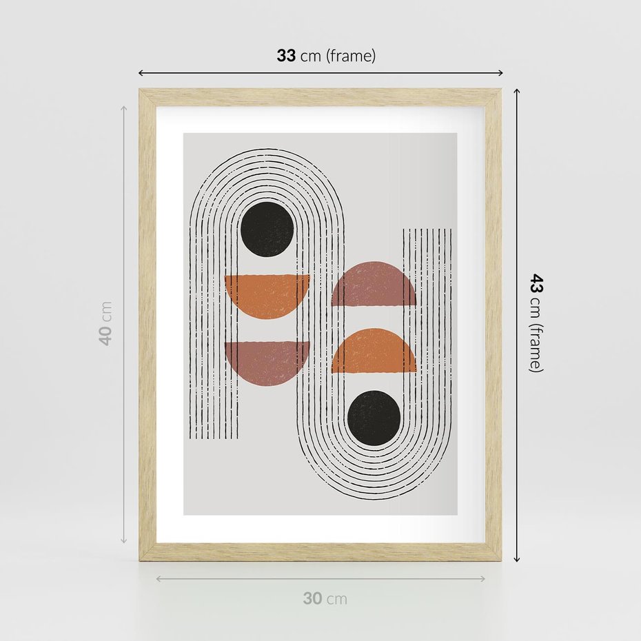Plakat w ramie 30x40 - Nowoczesna Abstrakcja - geometria, grafika - rama drewno