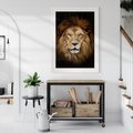 Plakat w ramie 30x40 - Król zwierząt w majestatycznym stylu - lew, król - rama biała