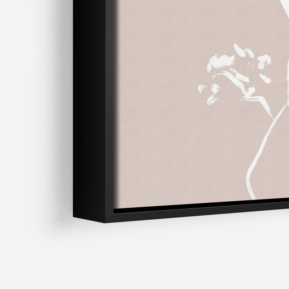 Obraz w ramie 70x100 - Harmonijne Mini Boho - minimalistyczny delikatny obraz, beżowe odcienie - rama czarna