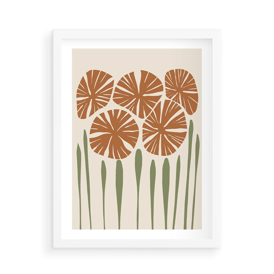 Plakat w ramie 50x70 - Akwarelowe Echa Przyrody - kwiaty, nowoczesny plakat - rama biała