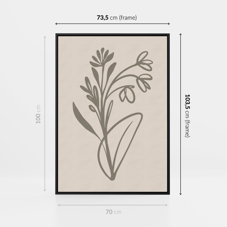 Obraz w ramie 70x100 - Kwiatowe Spektrum - nowoczesny plakat, subtelna sztuka - rama czarna