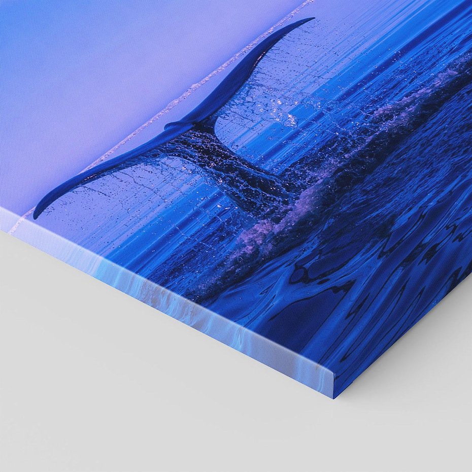 Obraz na płótnie 70x70 - Morze, fale i skały - wieloryb, morze