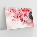 Obraz na płótnie 120x80 - Szept Kwitnącej Wiśni - japoński parasol, liście