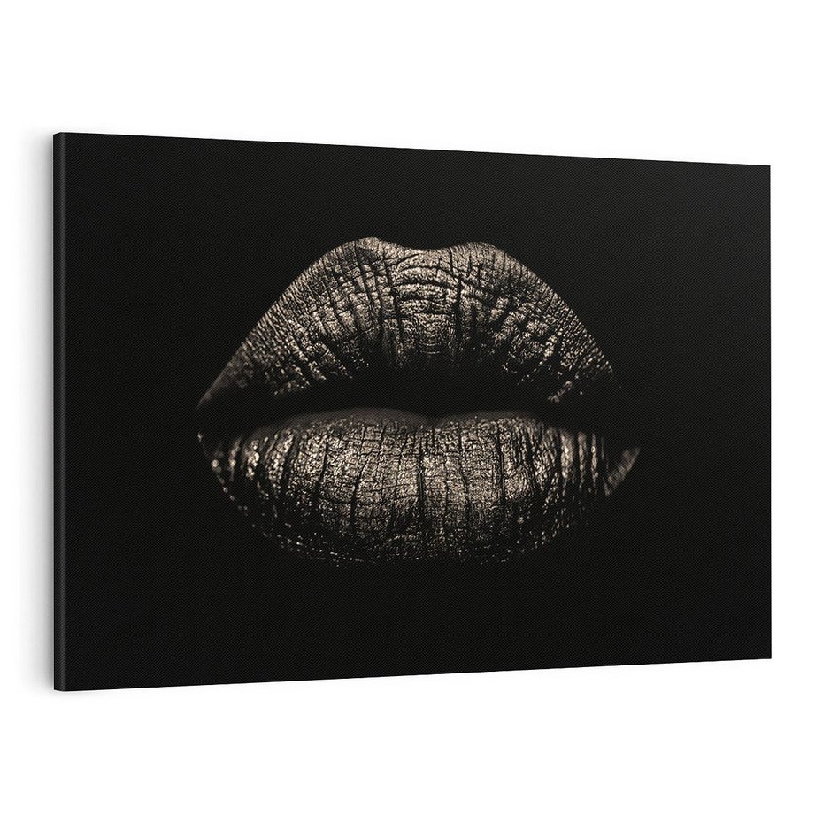 Obraz na płótnie 120x80 - Usta Czarno-Białe - usta, czarno