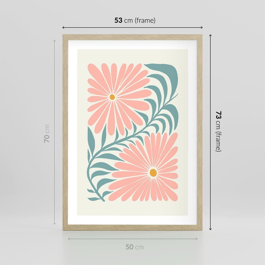 Plakat w ramie 50x70 - Kształtując Marzenia - kwiaty, sztuka nowoczesna - rama drewno