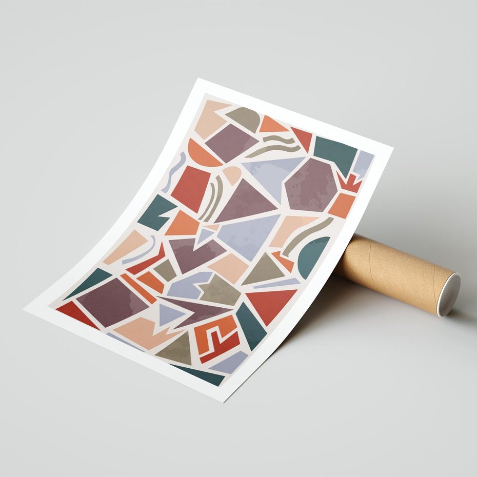 Plakat bez ramy 50x70 - Intrygujące Rozbicie - gemoetryczne kształty, mozaika