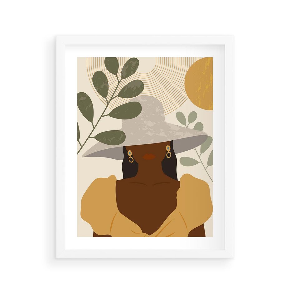 Plakat w ramie 40x50 - Grafika w Innowacyjnym Stylu - grafika, postać kobiety - rama biała