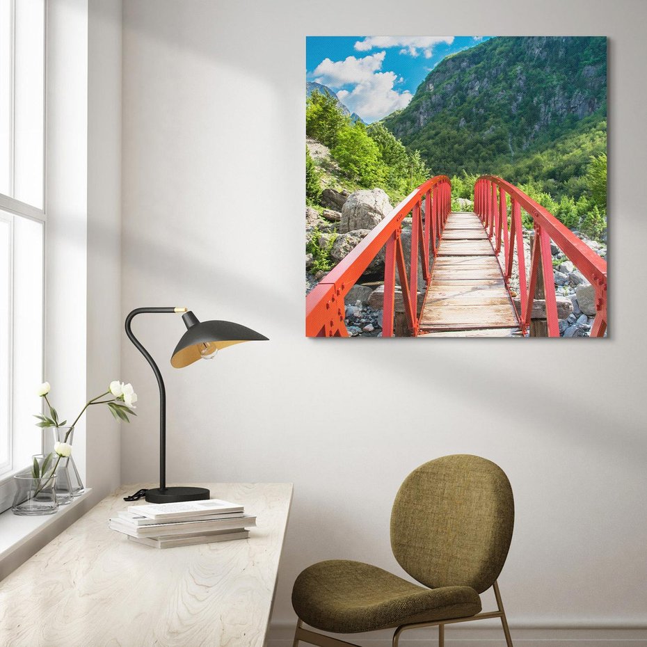 Obraz na płótnie 40x40 - Most do przygody - góry, most