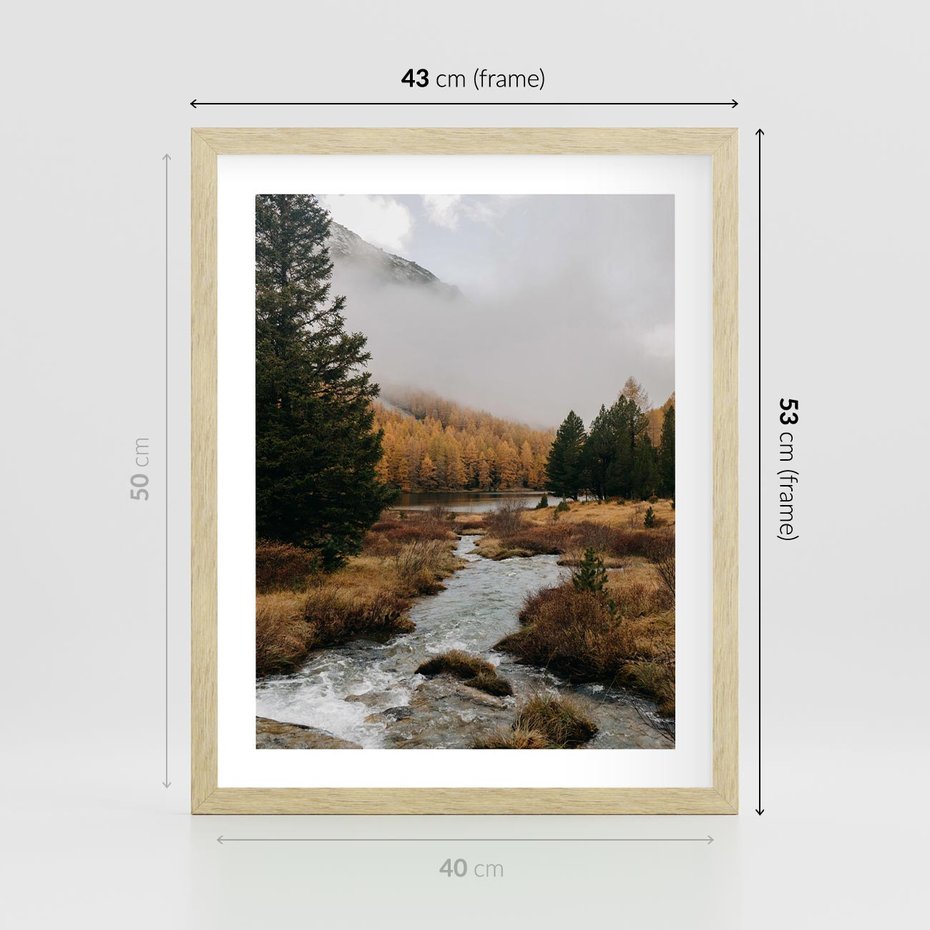 Plakat w ramie 40x50 - W Górskiej Dolinie - artystyczna fotografia, las - rama drewno