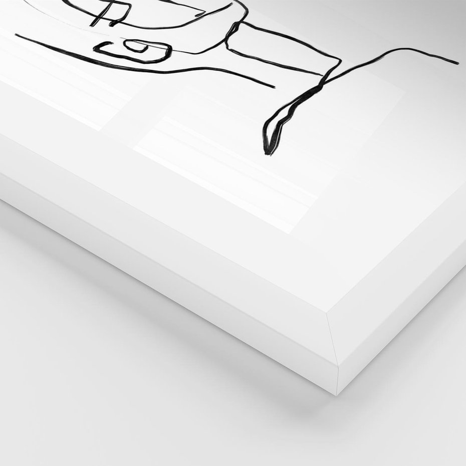 Plakat w ramie 50x70 - Migotliwe Widzenia - szkic twarzy, minimalistyczny niewyraźny - rama biała